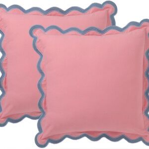 Folkulture Throw Pillow Cover Scallop Embroidery Oasis Set of 2 Laguna